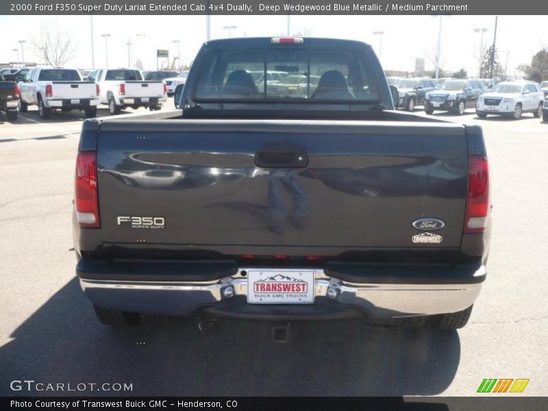 Deep Wedgewood Blue Metallic / Medium Parchment 2000 Ford F350 Super Duty Lariat Extended Cab 4x4 Dually