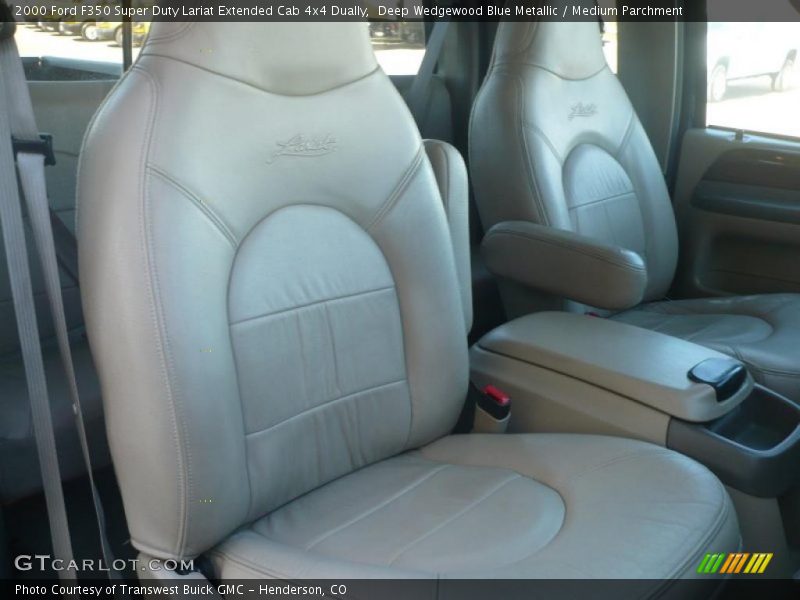 Deep Wedgewood Blue Metallic / Medium Parchment 2000 Ford F350 Super Duty Lariat Extended Cab 4x4 Dually
