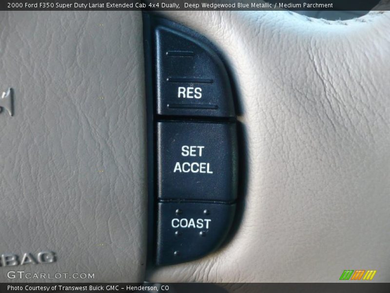 Deep Wedgewood Blue Metallic / Medium Parchment 2000 Ford F350 Super Duty Lariat Extended Cab 4x4 Dually