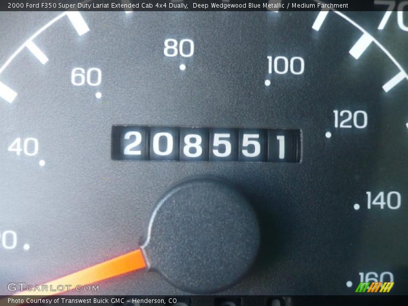 Deep Wedgewood Blue Metallic / Medium Parchment 2000 Ford F350 Super Duty Lariat Extended Cab 4x4 Dually