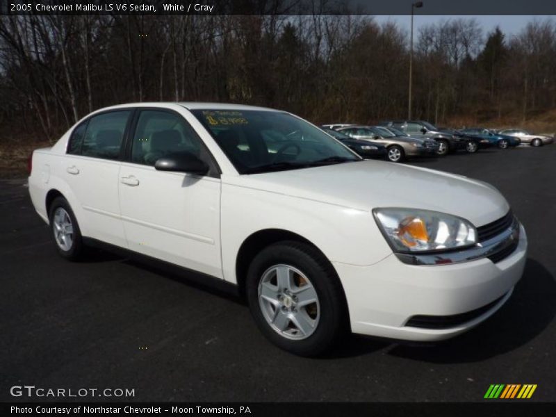 White / Gray 2005 Chevrolet Malibu LS V6 Sedan