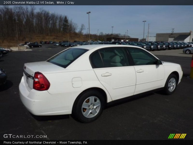 White / Gray 2005 Chevrolet Malibu LS V6 Sedan