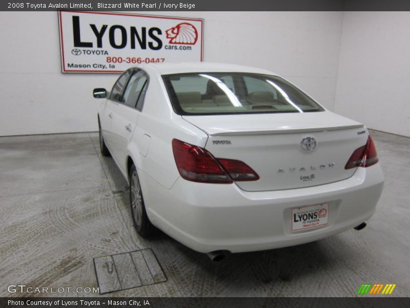 Blizzard White Pearl / Ivory Beige 2008 Toyota Avalon Limited