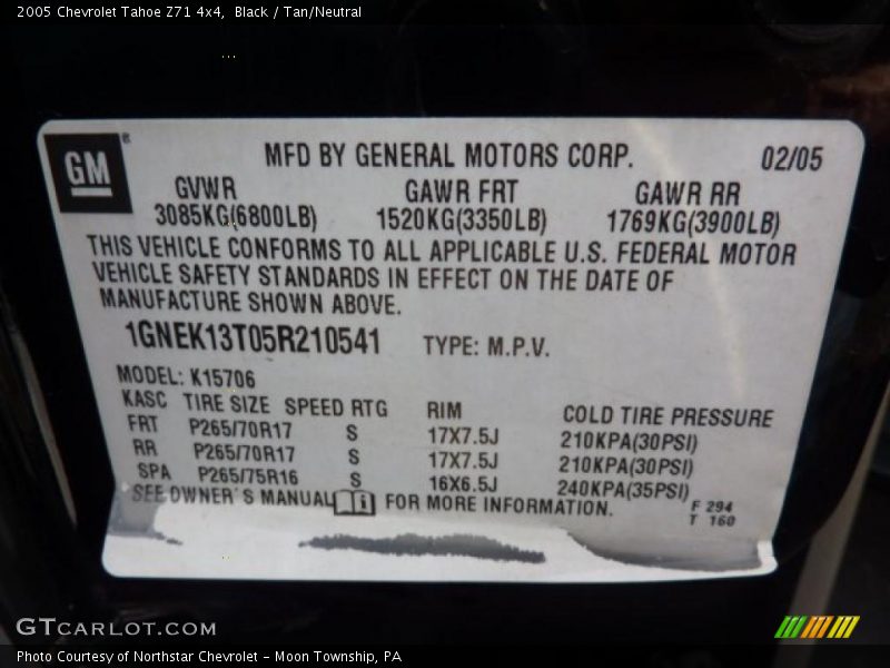 Black / Tan/Neutral 2005 Chevrolet Tahoe Z71 4x4