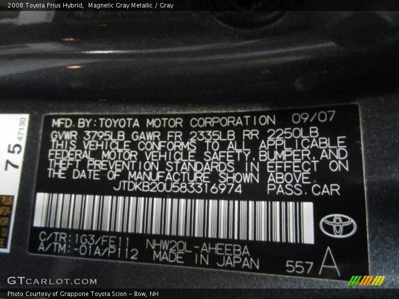 Magnetic Gray Metallic / Gray 2008 Toyota Prius Hybrid