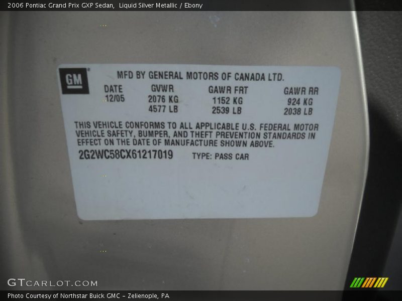 Liquid Silver Metallic / Ebony 2006 Pontiac Grand Prix GXP Sedan