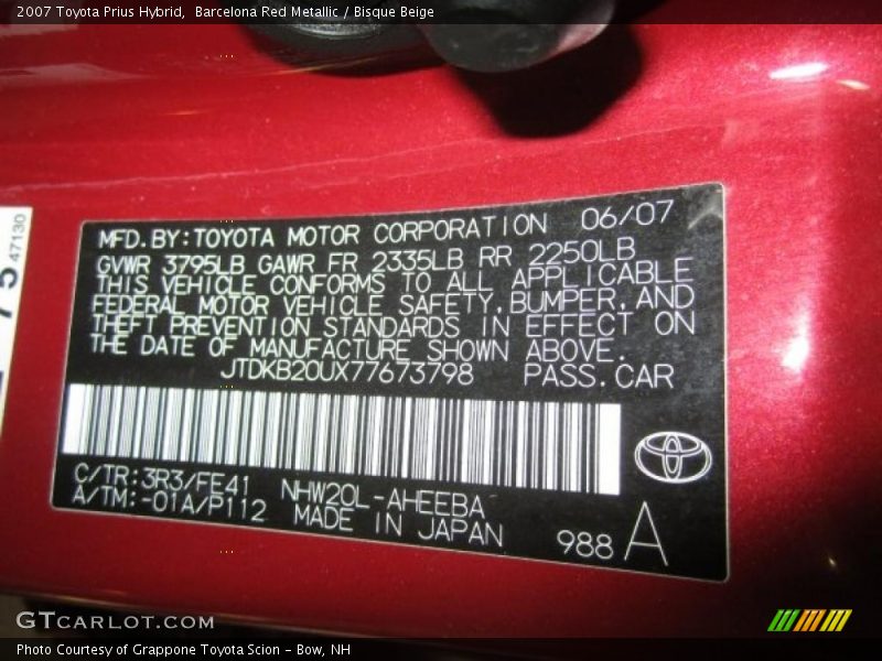 Barcelona Red Metallic / Bisque Beige 2007 Toyota Prius Hybrid