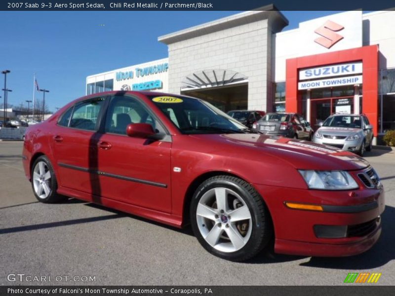 Chili Red Metallic / Parchment/Black 2007 Saab 9-3 Aero Sport Sedan