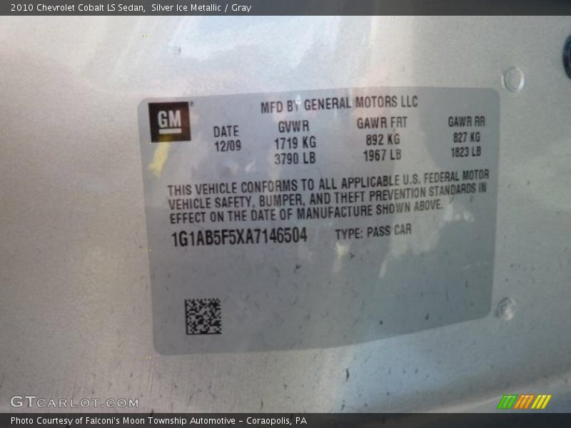 Silver Ice Metallic / Gray 2010 Chevrolet Cobalt LS Sedan