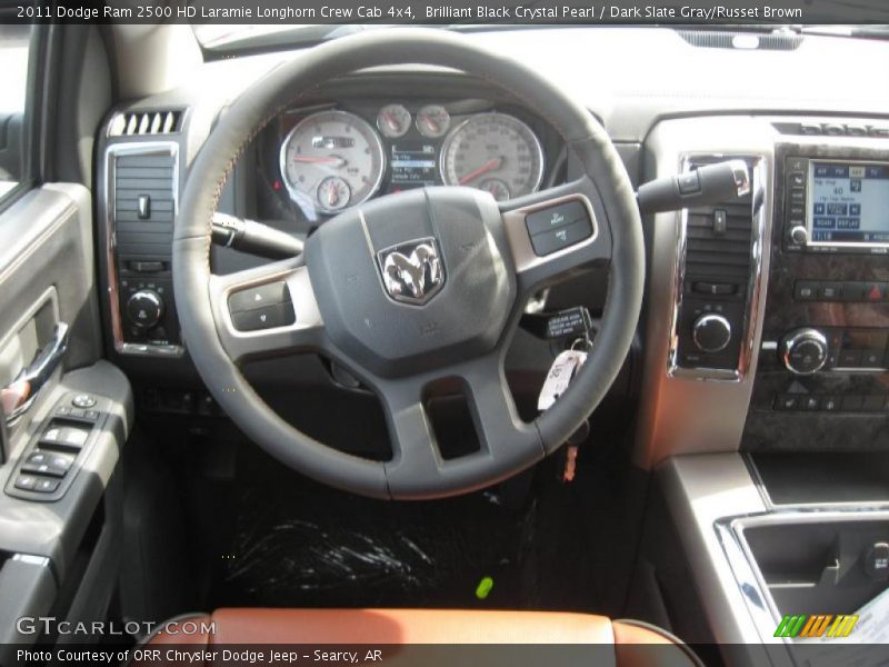 Brilliant Black Crystal Pearl / Dark Slate Gray/Russet Brown 2011 Dodge Ram 2500 HD Laramie Longhorn Crew Cab 4x4