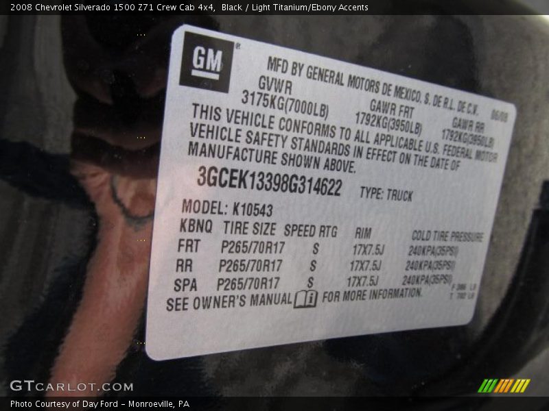 Black / Light Titanium/Ebony Accents 2008 Chevrolet Silverado 1500 Z71 Crew Cab 4x4