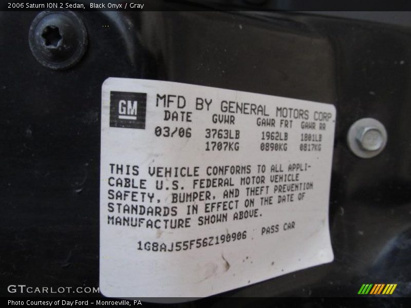 Black Onyx / Gray 2006 Saturn ION 2 Sedan