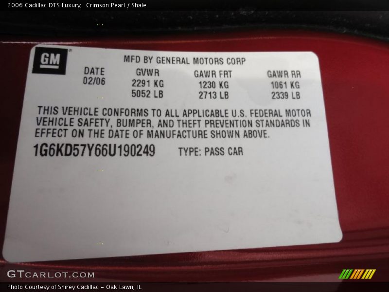 Crimson Pearl / Shale 2006 Cadillac DTS Luxury