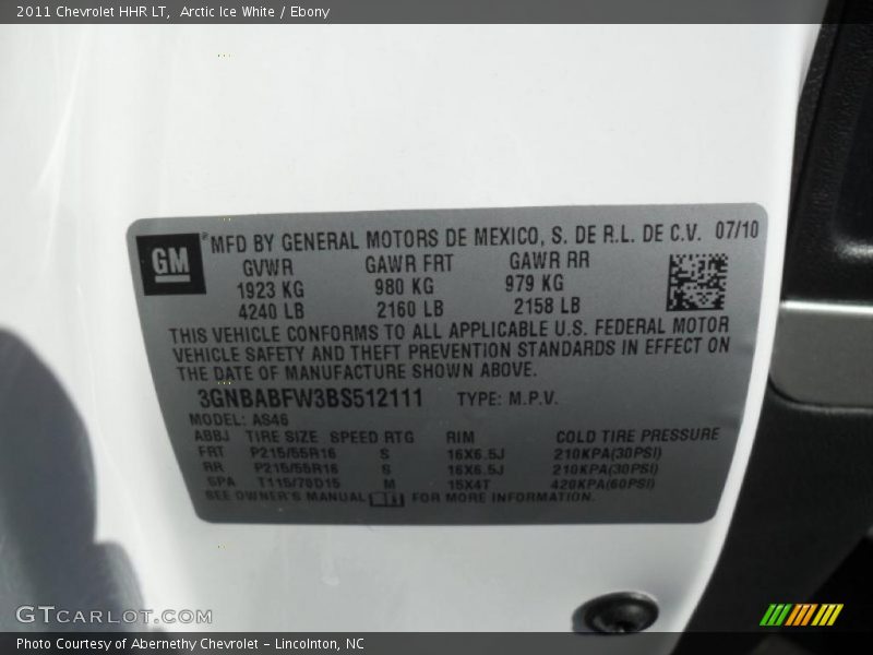 Arctic Ice White / Ebony 2011 Chevrolet HHR LT