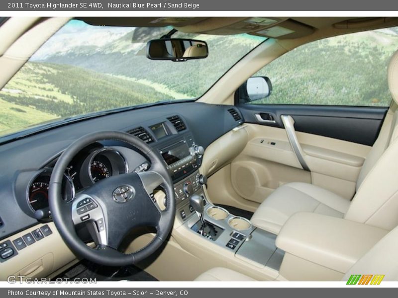 Nautical Blue Pearl / Sand Beige 2011 Toyota Highlander SE 4WD