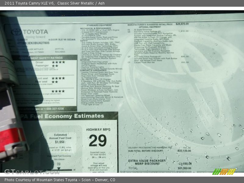 Classic Silver Metallic / Ash 2011 Toyota Camry XLE V6