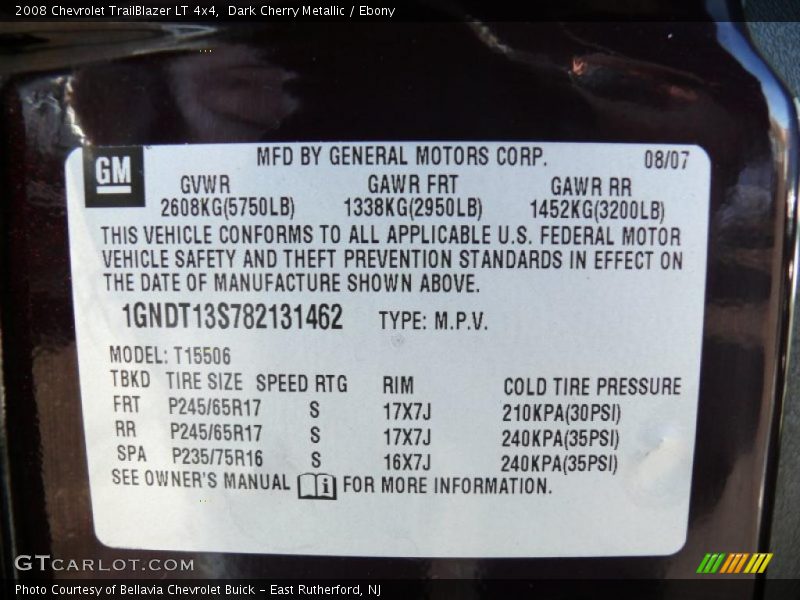 Dark Cherry Metallic / Ebony 2008 Chevrolet TrailBlazer LT 4x4