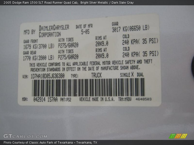 Bright Silver Metallic / Dark Slate Gray 2005 Dodge Ram 1500 SLT Road Runner Quad Cab