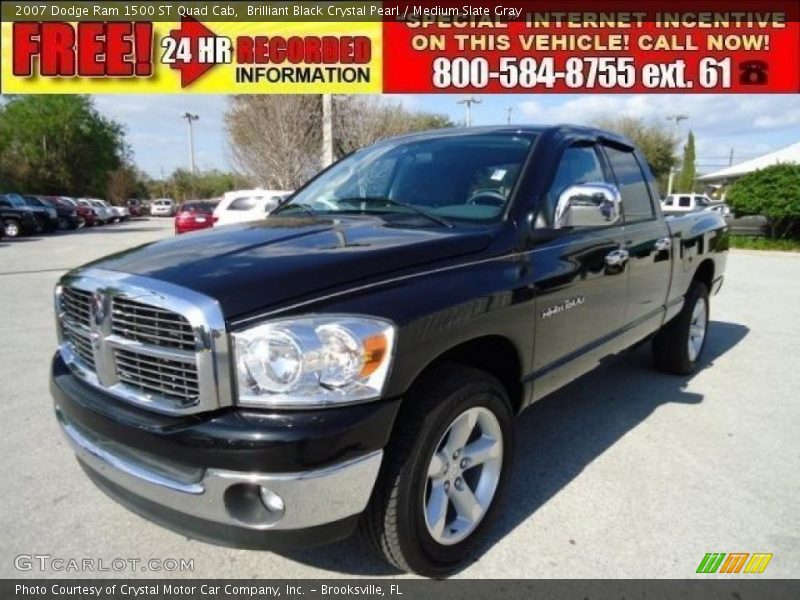 Brilliant Black Crystal Pearl / Medium Slate Gray 2007 Dodge Ram 1500 ST Quad Cab