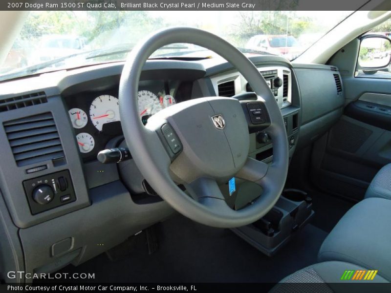 Brilliant Black Crystal Pearl / Medium Slate Gray 2007 Dodge Ram 1500 ST Quad Cab
