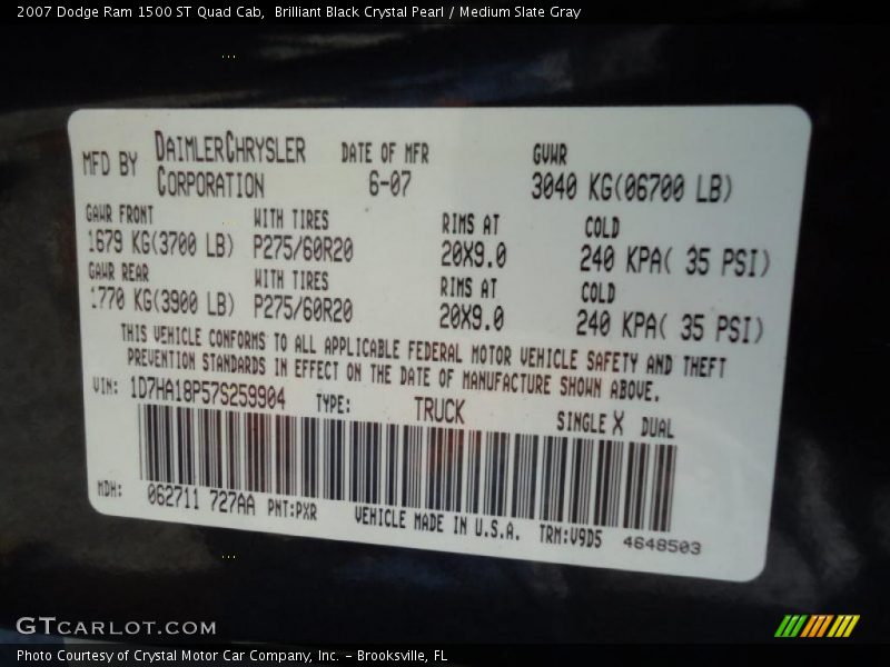 Brilliant Black Crystal Pearl / Medium Slate Gray 2007 Dodge Ram 1500 ST Quad Cab