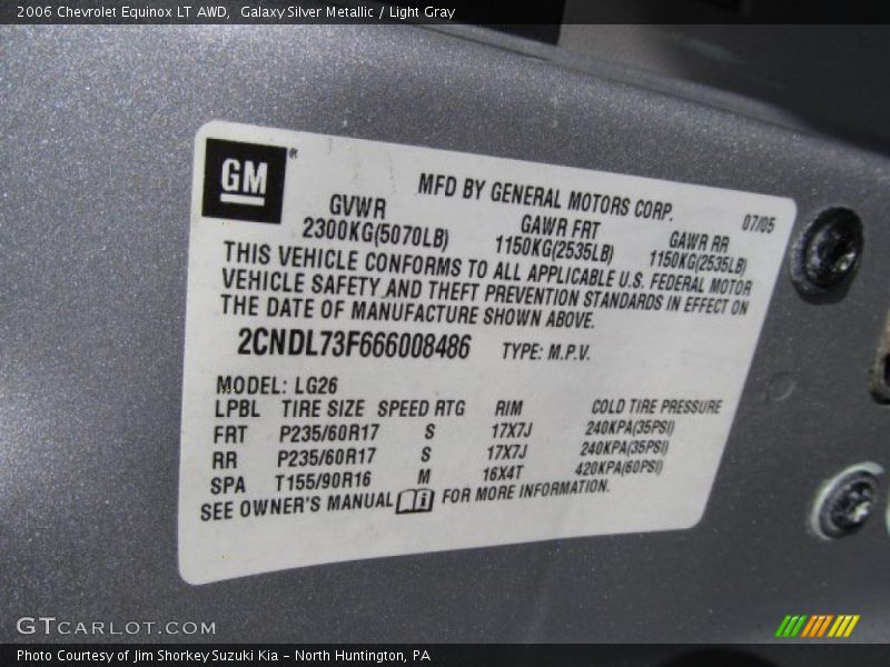 Galaxy Silver Metallic / Light Gray 2006 Chevrolet Equinox LT AWD