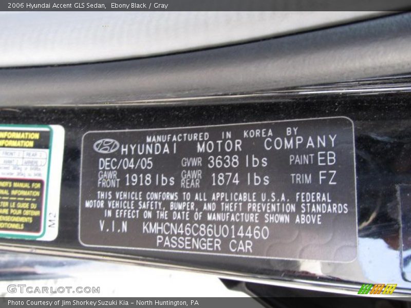Ebony Black / Gray 2006 Hyundai Accent GLS Sedan