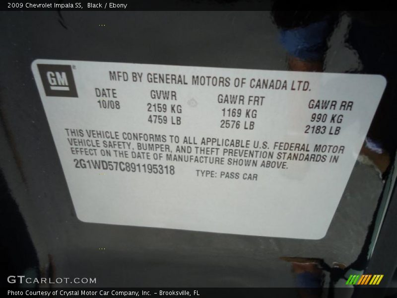 Black / Ebony 2009 Chevrolet Impala SS