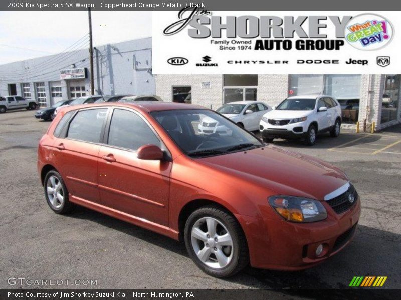 Copperhead Orange Metallic / Black 2009 Kia Spectra 5 SX Wagon