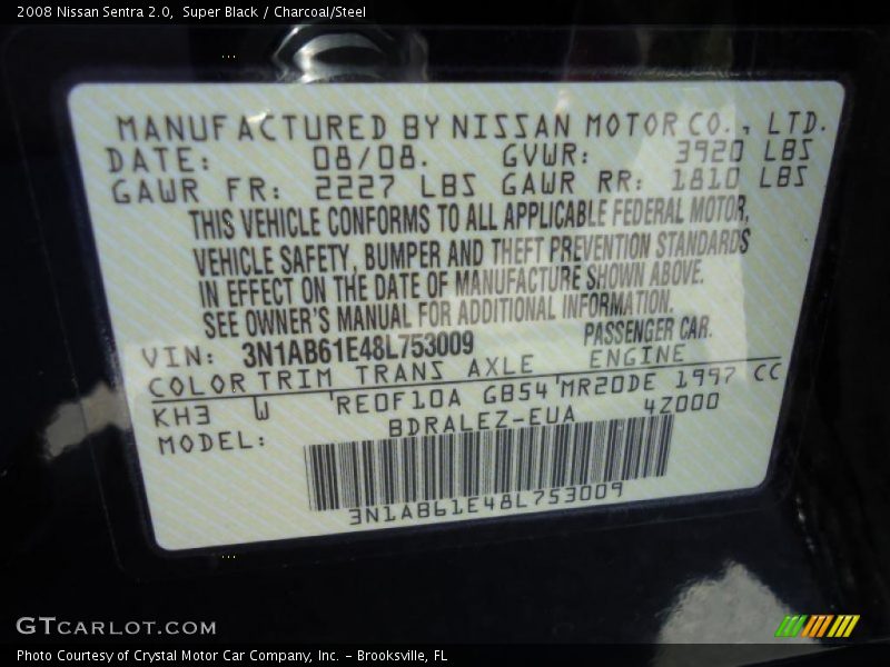 Super Black / Charcoal/Steel 2008 Nissan Sentra 2.0