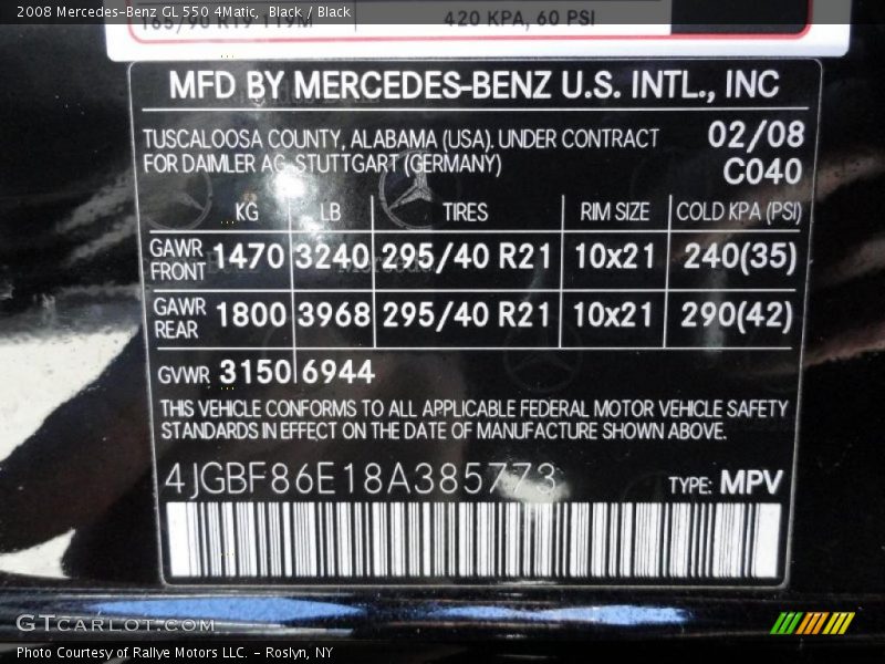 Black / Black 2008 Mercedes-Benz GL 550 4Matic