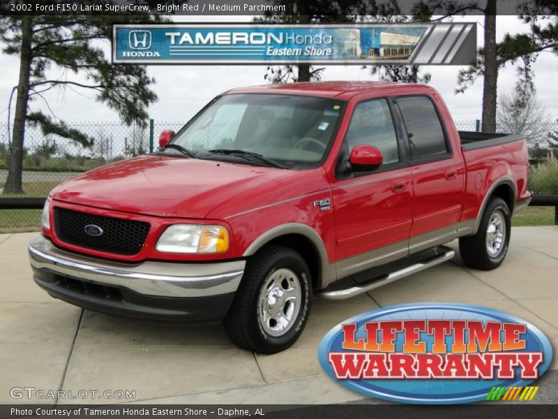 Bright Red / Medium Parchment 2002 Ford F150 Lariat SuperCrew