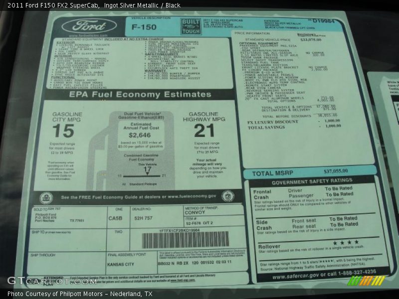  2011 F150 FX2 SuperCab Window Sticker