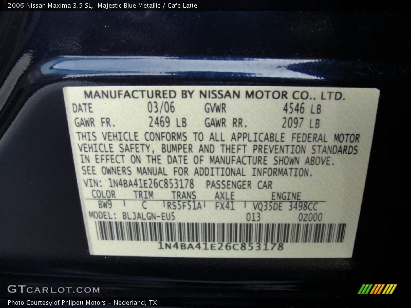 Majestic Blue Metallic / Cafe Latte 2006 Nissan Maxima 3.5 SL
