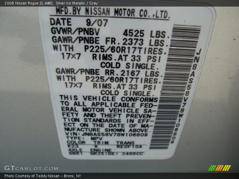 Silver Ice Metallic / Gray 2008 Nissan Rogue SL AWD