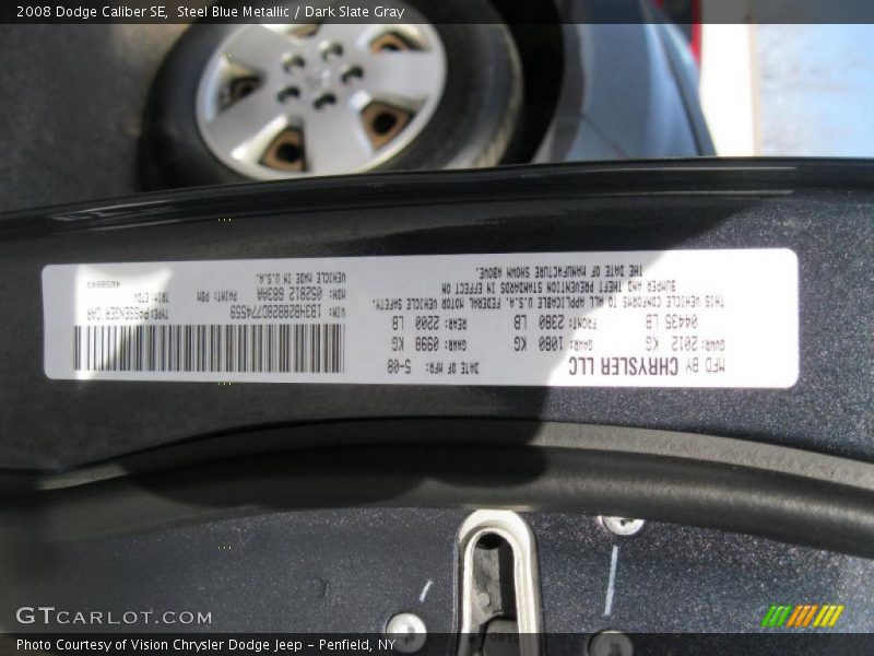 Steel Blue Metallic / Dark Slate Gray 2008 Dodge Caliber SE