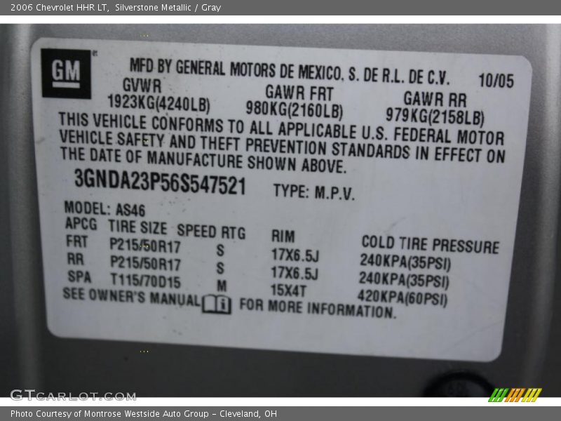 Silverstone Metallic / Gray 2006 Chevrolet HHR LT