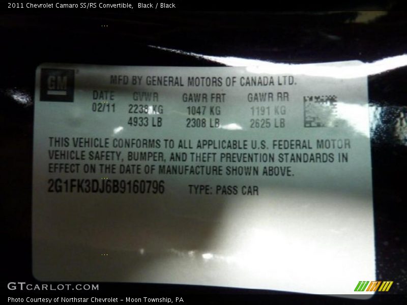 Black / Black 2011 Chevrolet Camaro SS/RS Convertible