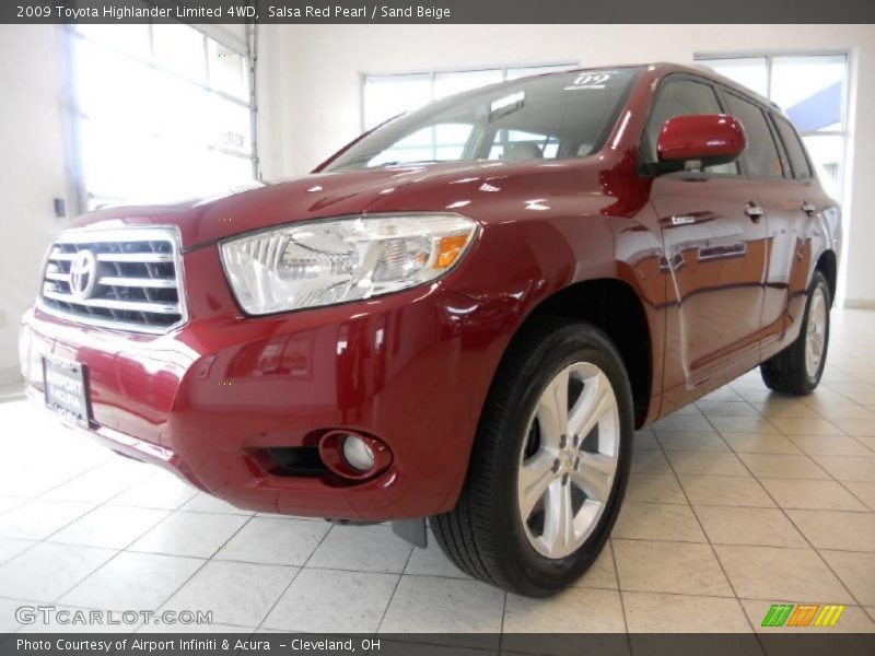 Salsa Red Pearl / Sand Beige 2009 Toyota Highlander Limited 4WD