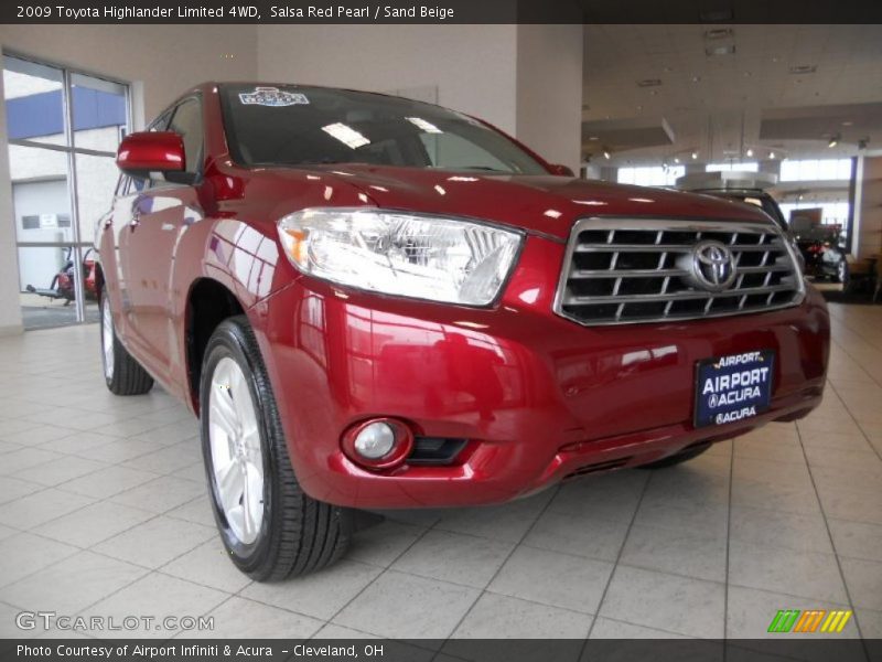 Salsa Red Pearl / Sand Beige 2009 Toyota Highlander Limited 4WD