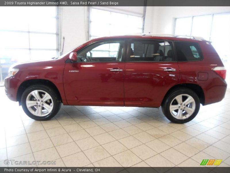 Salsa Red Pearl / Sand Beige 2009 Toyota Highlander Limited 4WD