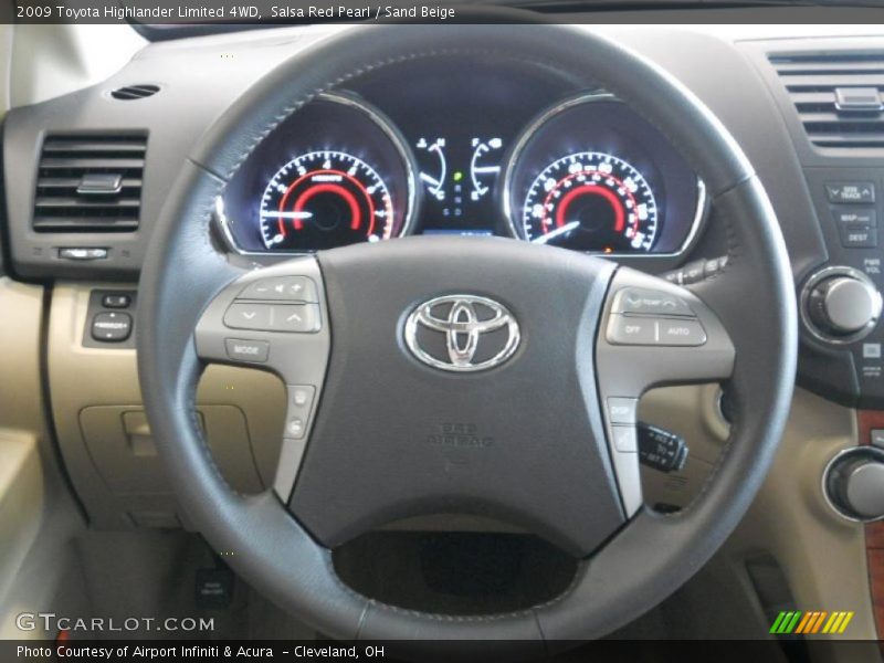 Salsa Red Pearl / Sand Beige 2009 Toyota Highlander Limited 4WD