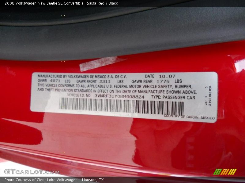 Salsa Red / Black 2008 Volkswagen New Beetle SE Convertible