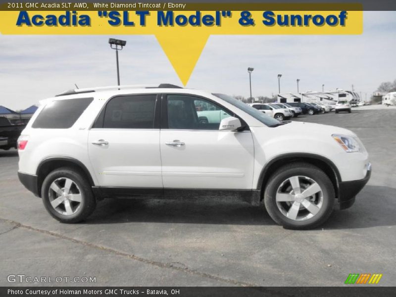 White Diamond Tintcoat / Ebony 2011 GMC Acadia SLT AWD