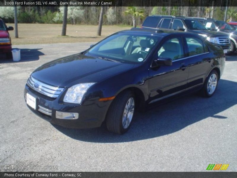 Dark Blue Ink Metallic / Camel 2008 Ford Fusion SEL V6 AWD