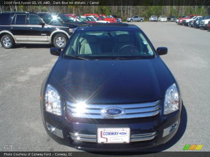 Dark Blue Ink Metallic / Camel 2008 Ford Fusion SEL V6 AWD