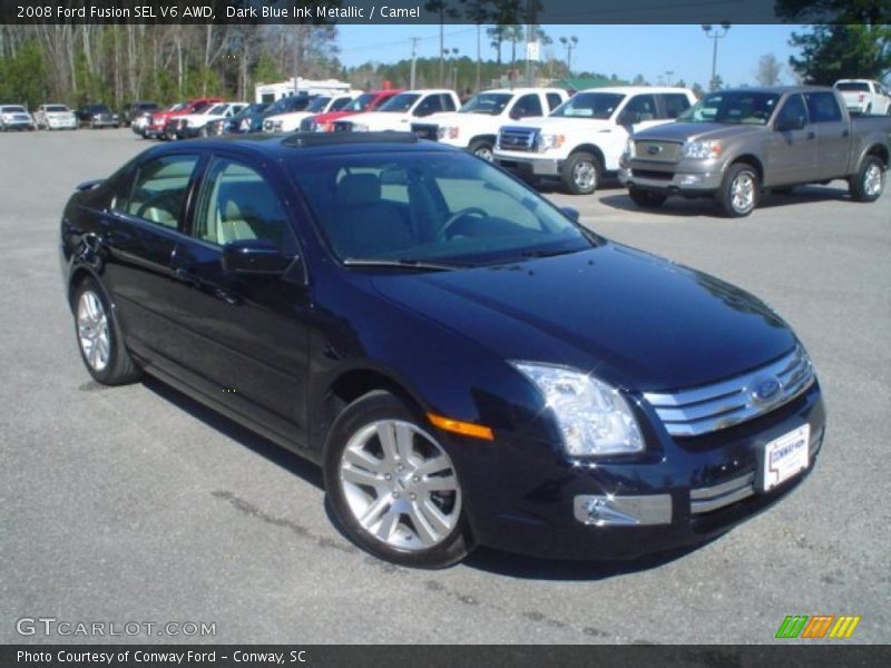 Dark Blue Ink Metallic / Camel 2008 Ford Fusion SEL V6 AWD