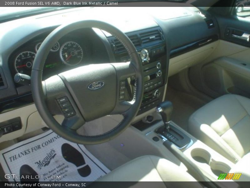 Dark Blue Ink Metallic / Camel 2008 Ford Fusion SEL V6 AWD