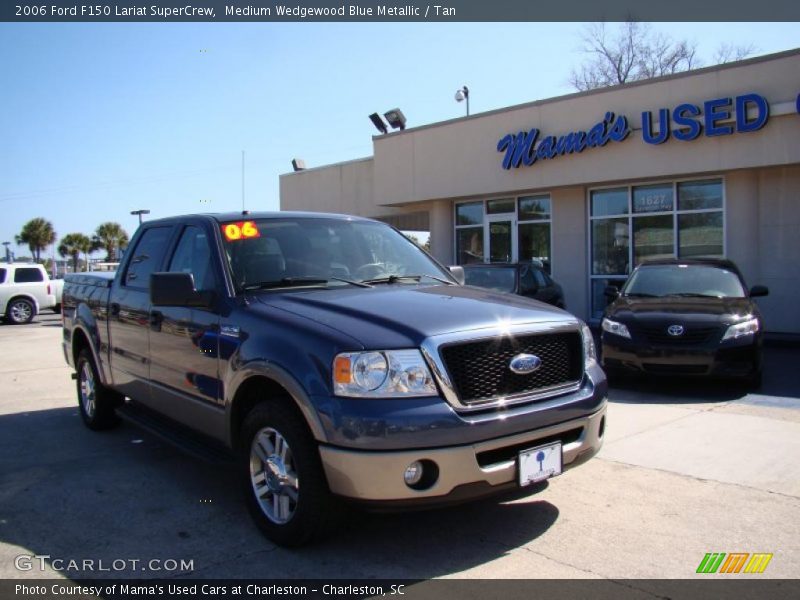 Medium Wedgewood Blue Metallic / Tan 2006 Ford F150 Lariat SuperCrew