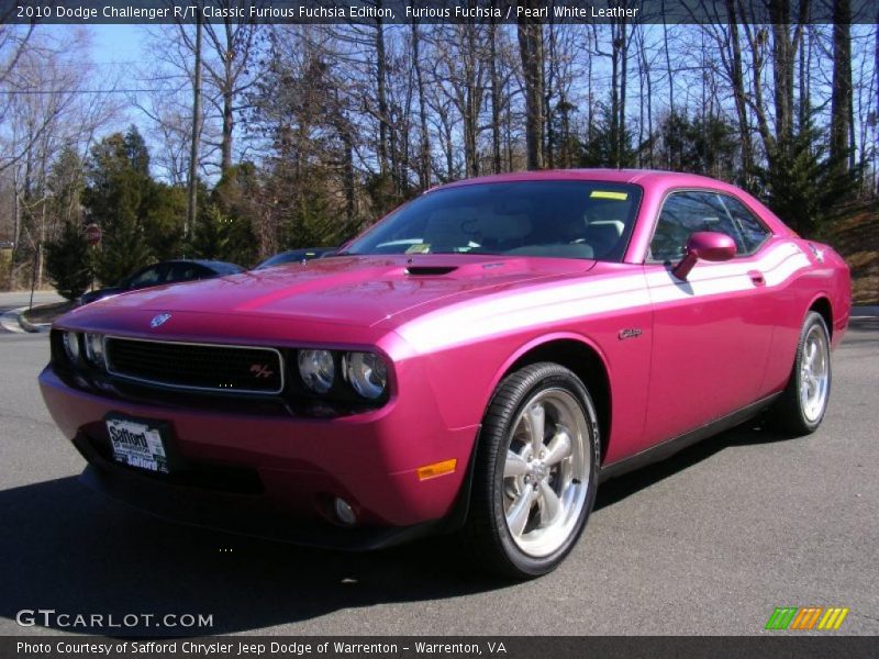 Front 3/4 View of 2010 Challenger R/T Classic Furious Fuchsia Edition